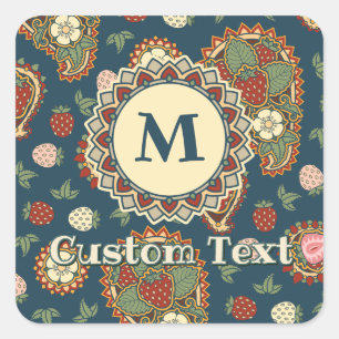 Adesivo Quadrado Strawberry Paisley Pattern Sticker