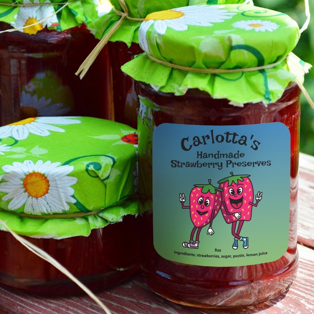 Adesivo Quadrado Strawberry Pals Cartoon Enfiado e Mais (Criador carregado)