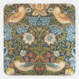 Adesivo Quadrado Strawberry Thieves William Morris Padrão Antiquado