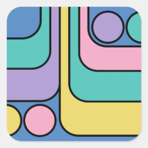 Adesivo Quadrado Streamline Moderne Estilo Retroativo Geométrico De