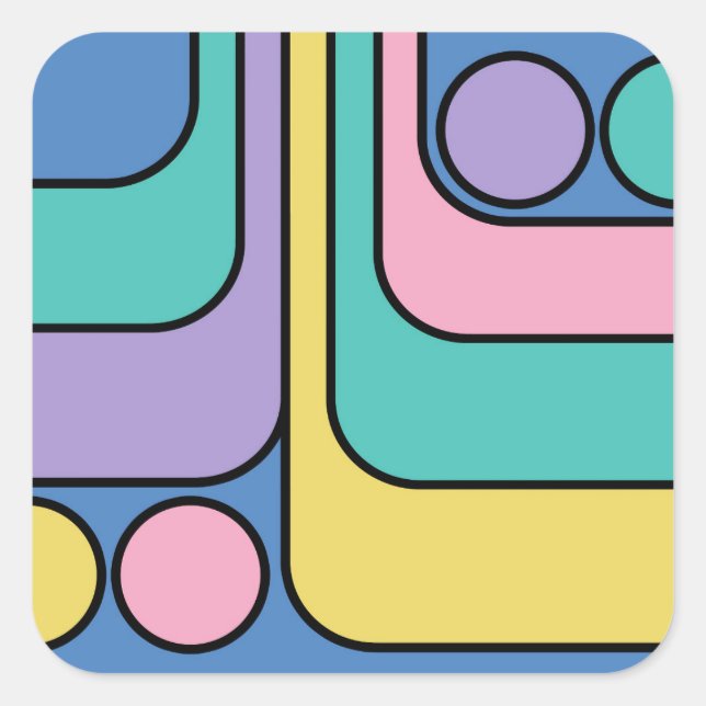 Adesivo Quadrado Streamline Moderne Estilo Retroativo Geométrico De (Frente)