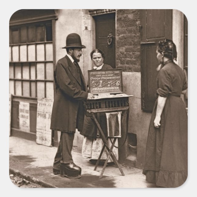 Adesivo Quadrado Street Doctor, 1876-77 (tipo de madeira) (Frente)