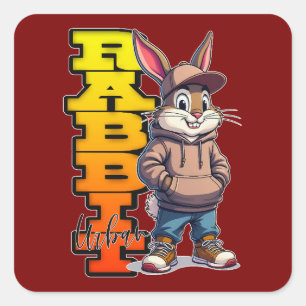 Adesivo Quadrado Street Rabbit – Urban Easter Bunny - Autocolante