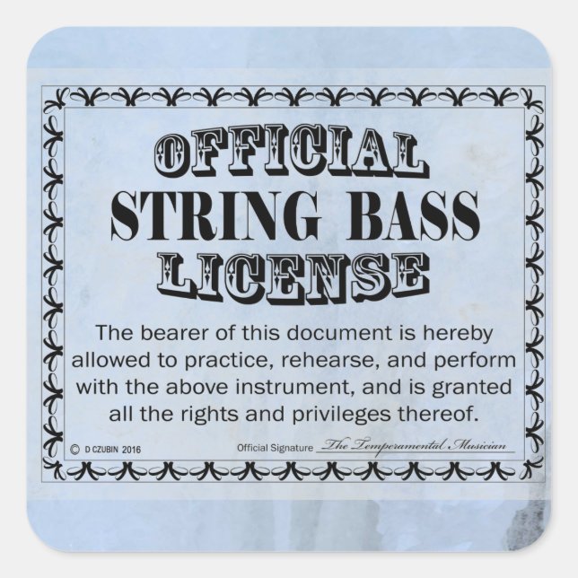 Adesivo Quadrado String Bass License Square Sticker (Frente)