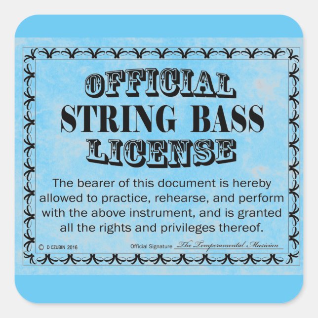 Adesivo Quadrado String Bass License Square Sticker (Frente)