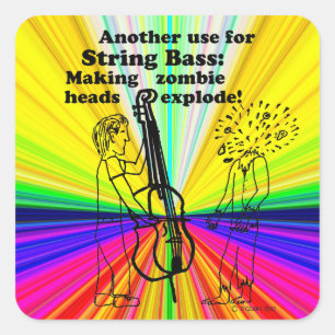 Adesivo Quadrado String Bass Zombie Explode o Sticker Quadrado