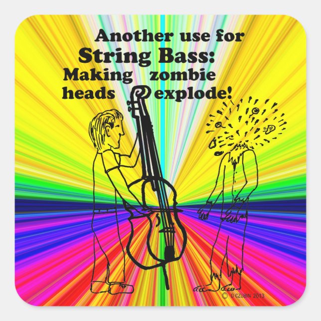 Adesivo Quadrado String Bass Zombie Explode o Sticker Quadrado (Frente)