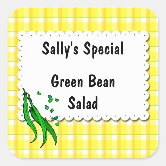 Adesivo Quadrado String Beans Yellow verifica rótulos de latência p (Frente)