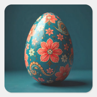 Adesivo Quadrado Striped Flower Easter Egg