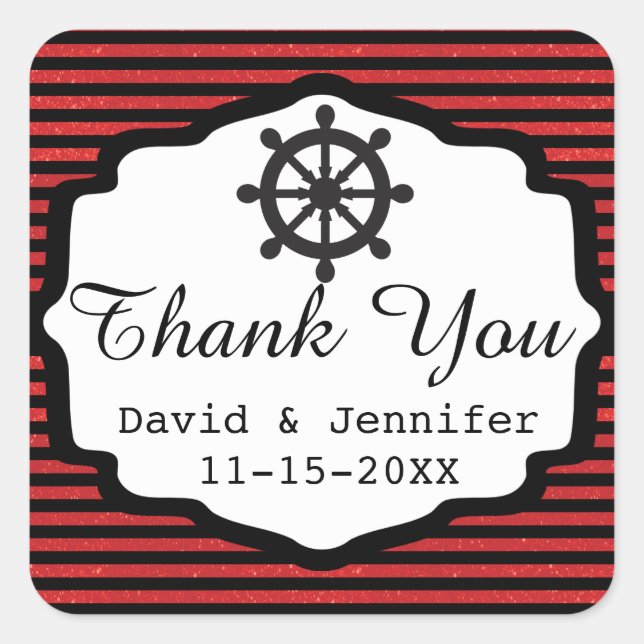 Adesivo Quadrado Stripes Negra e Vermelha | Nautical (Frente)