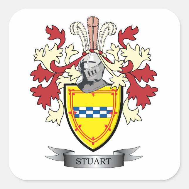 Adesivo Quadrado Stuart Family Crest Casaco de Armas (Frente)