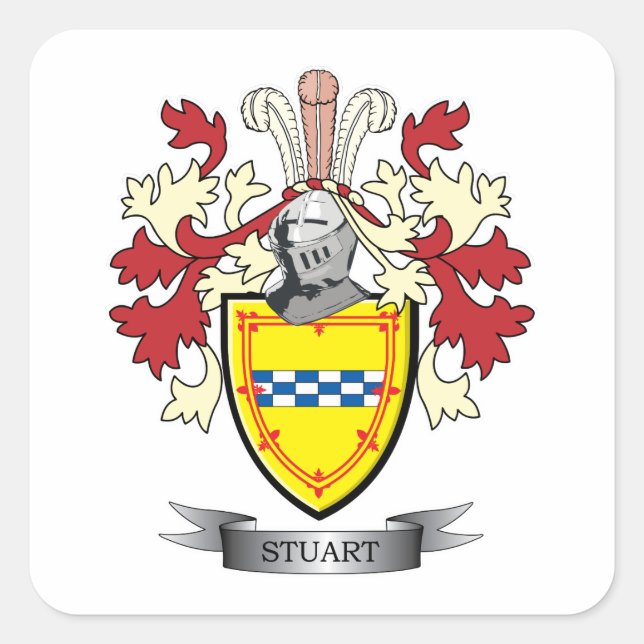 Adesivo Quadrado Stuart Family Crest Casaco de Armas (Frente)