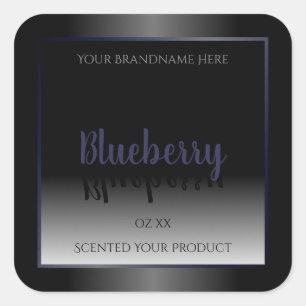 Adesivo Quadrado Stylish Black and White Product Labels Blue Frame