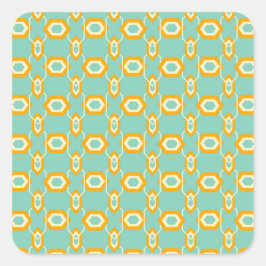 Adesivo Quadrado Stylized geometric pattern in bold orange hexagon