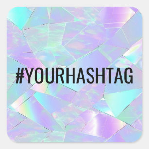 Adesivo Quadrado #Sua Hashtag, Teal & Purple Iridescente Design