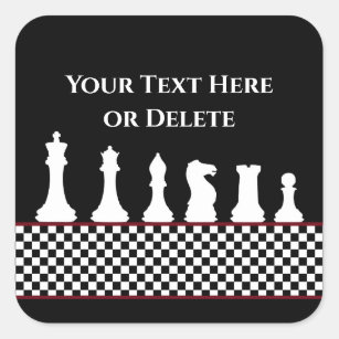 Adesivo Quadrado Sua Peça De Chessboard De Texto/Cor Xadrez Rei Pre