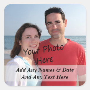 Adesivo Quadrado Sua Própria Fotografia E Autocolantes De Texto Per