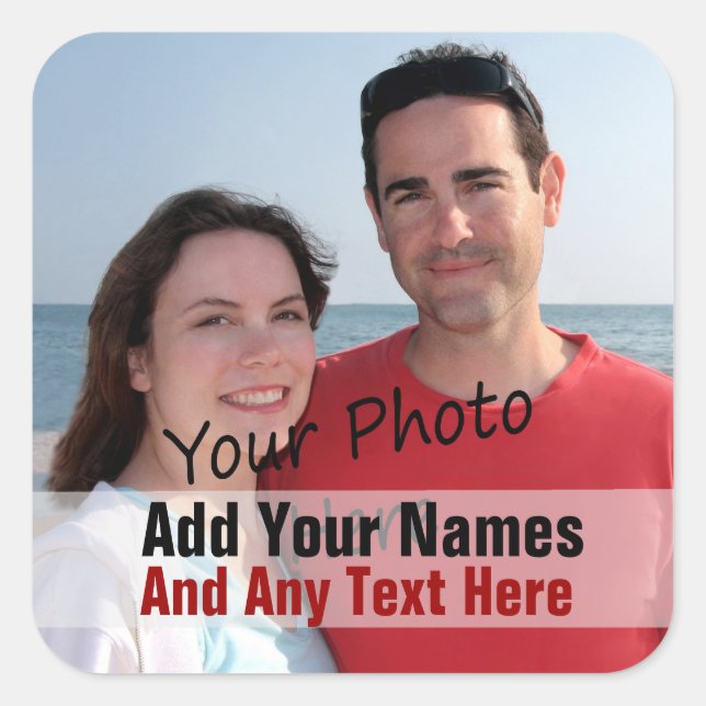 Adesivo Quadrado Sua Própria Fotografia E Autocolantes De Texto Per (Frente)