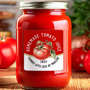 Adesivo Quadrado Suco de tomate caseiro editável com tomate vermelh