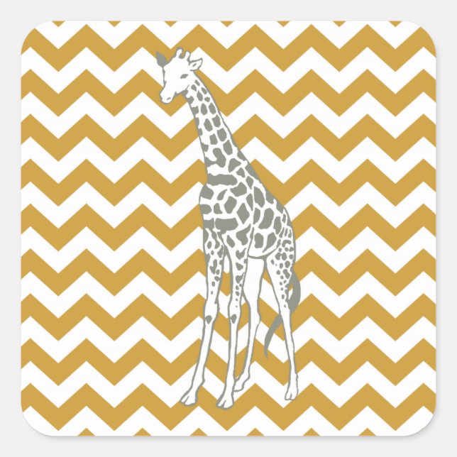 Adesivo Quadrado Sudan Brown Safari Chevron com Pop Art Giraffe (Frente)