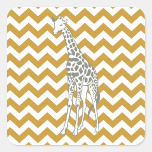 Adesivo Quadrado Sudan Brown Safari Chevron com Pop Art Giraffe