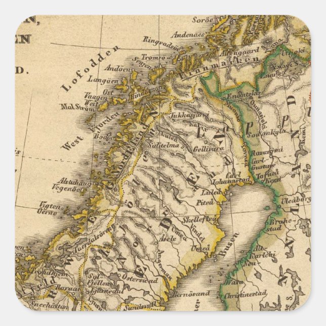 Adesivo Quadrado Suecia, Noruega e Finlândia (Frente)