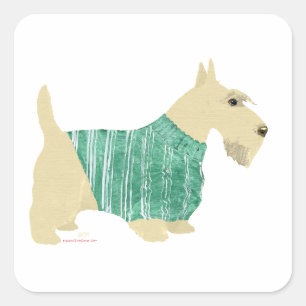 Adesivo Quadrado Suéter de Scottish Terrier Trigo