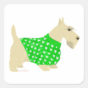 Adesivo Quadrado Suéter de Terrier Escocês Trigo