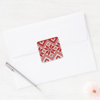 Adesivo Quadrado Suéter Feio de Natal em Tricô Vermelho e Branco Ac