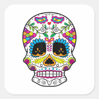 Adesivo Quadrado Sugar Skull Day Of The Dead Dia De Los Muertos Art