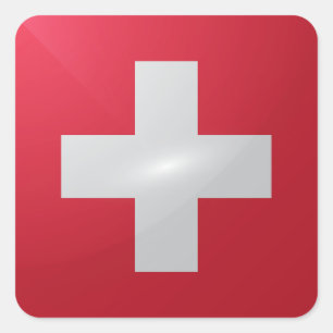 Adesivo Quadrado Suiça de bandeira brilhante quadrada