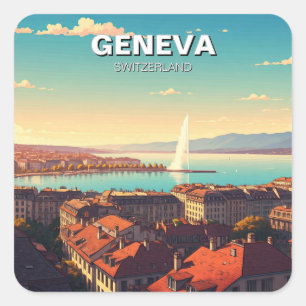 Adesivo Quadrado Suiça de Genebra