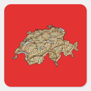 Adesivo Quadrado Suiça Map Sticker
