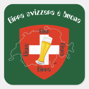 Adesivo Quadrado Suíça - Suisse Svizzera - Svizra - Switzerland