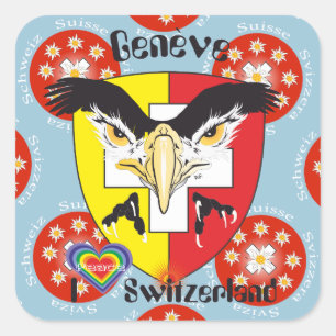 Adesivo Quadrado Suíça Suisse Svizzera Svizra Switzerland Kleber