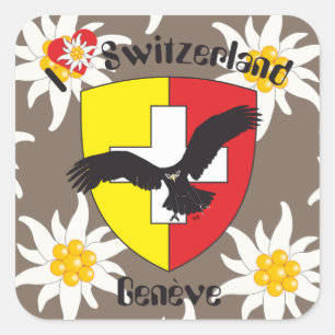 Adesivo Quadrado Suíça Suisse Svizzera Svizra Switzerland Kleber