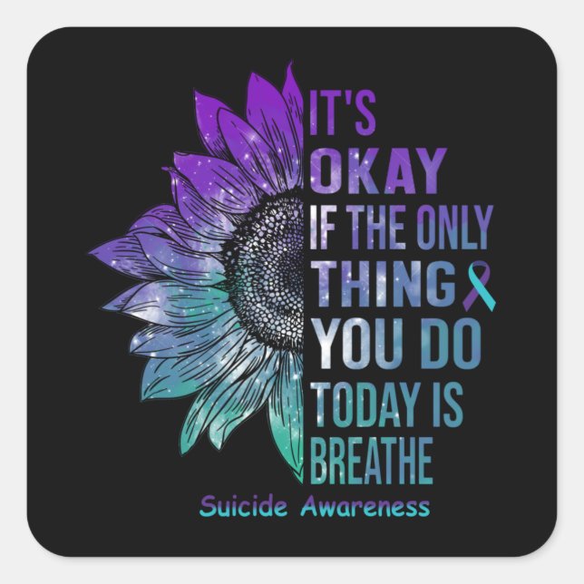 Adesivo Quadrado Suicídio Sensibilização Camisa Dossiê De Girassol  (Frente)