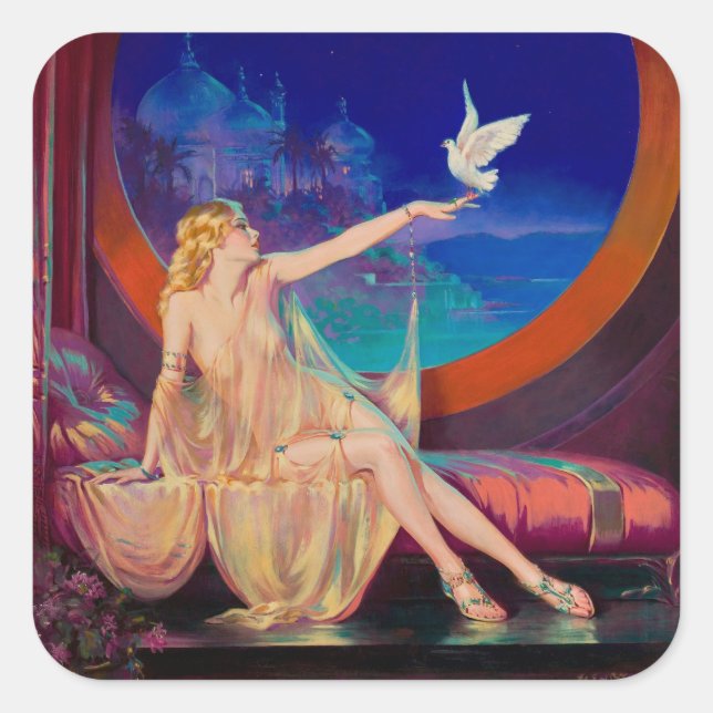 Adesivo Quadrado Sultana, a Concubina do Sultão Árabe, em 1925 (Frente)