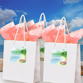 Adesivo Quadrado Summer Beach Sunglass e Moctail Obrigado