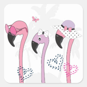 Adesivo Quadrado Summer Flamingo: Ilustração da Pratage.