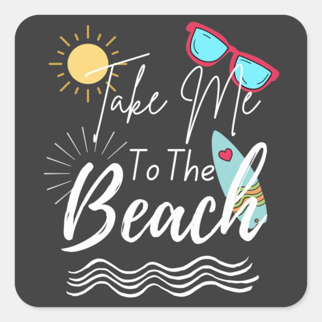 Adesivo Quadrado Summer Me Leva À Praia (Frente)