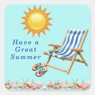 Adesivo Quadrado Summer Sun Beach Cadeira de óculos de sol