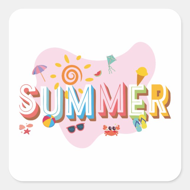Adesivo Quadrado Summer Vibes (Frente)