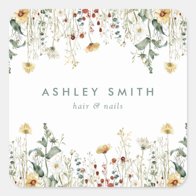 Adesivo Quadrado Summer Wildflower Field Business (Frente)
