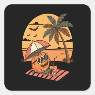 Adesivo Quadrado Summerbetween Vibes - Abóbora Na Férias