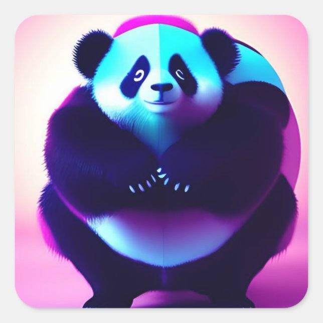 Adesivo Quadrado Sumo Panda O Gnasher De Bambu, Stickers (Frente)