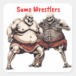 Adesivo Quadrado Sumo Skeleton Wrestlers Em Ação