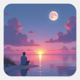 Adesivo Quadrado Sun and moon