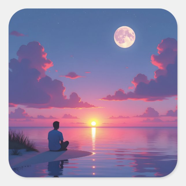 Adesivo Quadrado Sun and moon (Frente)