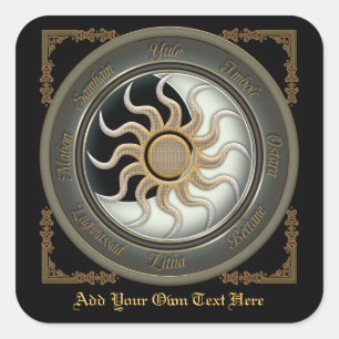 Adesivo Quadrado Sun e Bookplate pagão da roda da lua